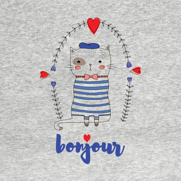 A cute french cat saying bonjour by maggzstyle